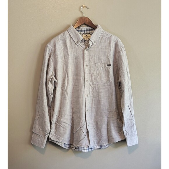 Woolrich Size Large Mens Gray Shirt Button Down Top Double Layer Plaid Grey LS - Picture 1 of 6